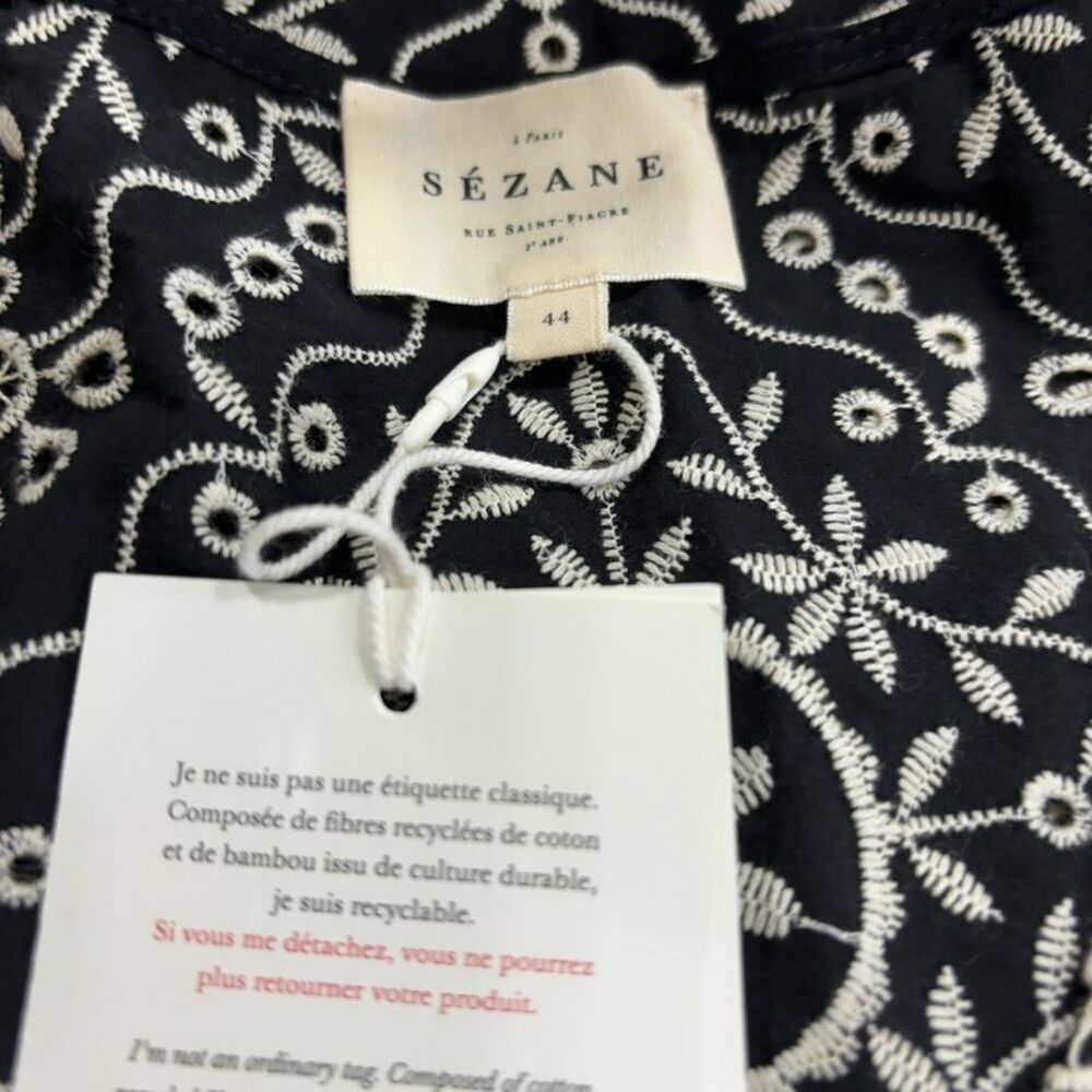 Sezane Black and White Floral Blouse - Picture 3 of 3